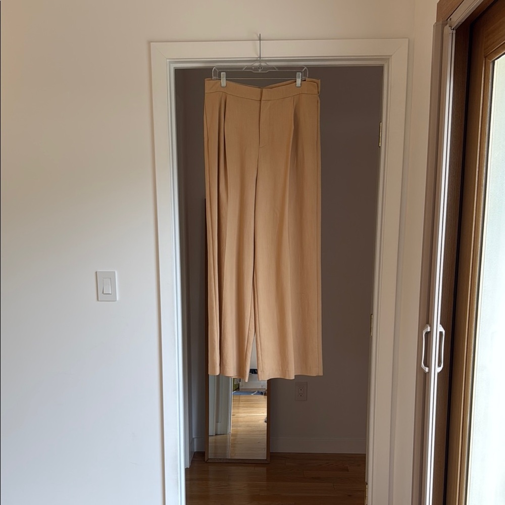 NWT Zara Tan/Camel Wide Leg Pleated Pants